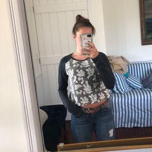 Gray Embroidered Long Sleeve Shirt